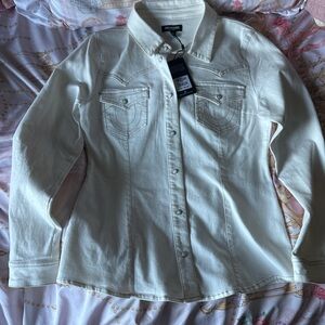 True Religion Women's White Denim Shirt